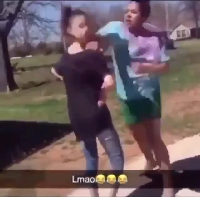 Stocky Black Female Teen brutally punches small White female in park